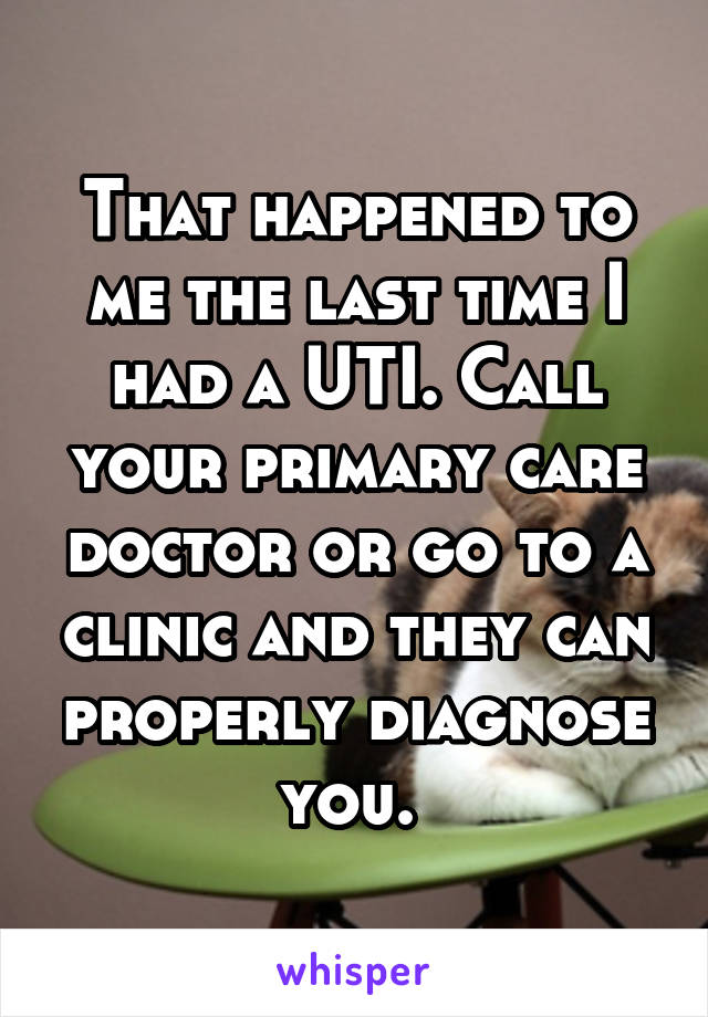 That happened to me the last time I had a UTI. Call your primary care doctor or go to a clinic and they can properly diagnose you. 