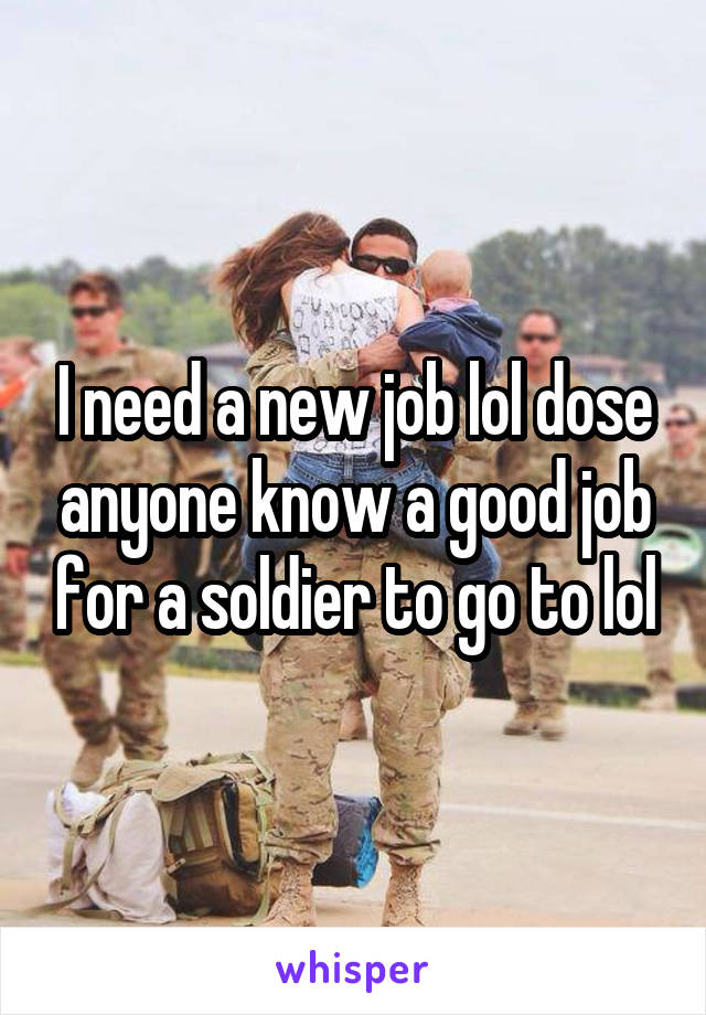 I need a new job lol dose anyone know a good job for a soldier to go to lol