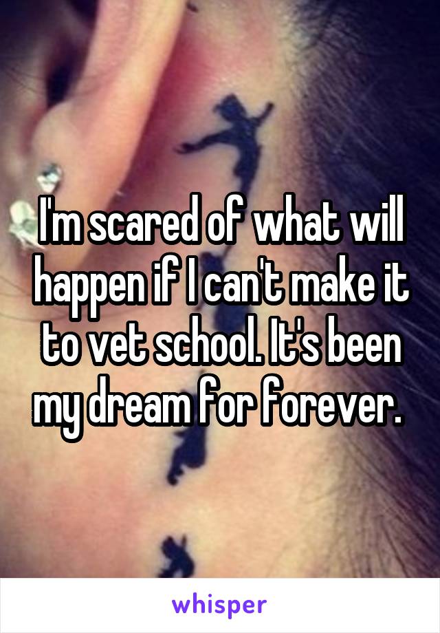 I'm scared of what will happen if I can't make it to vet school. It's been my dream for forever. 