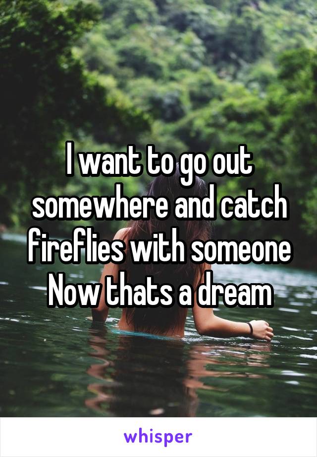 I want to go out somewhere and catch fireflies with someone
Now thats a dream