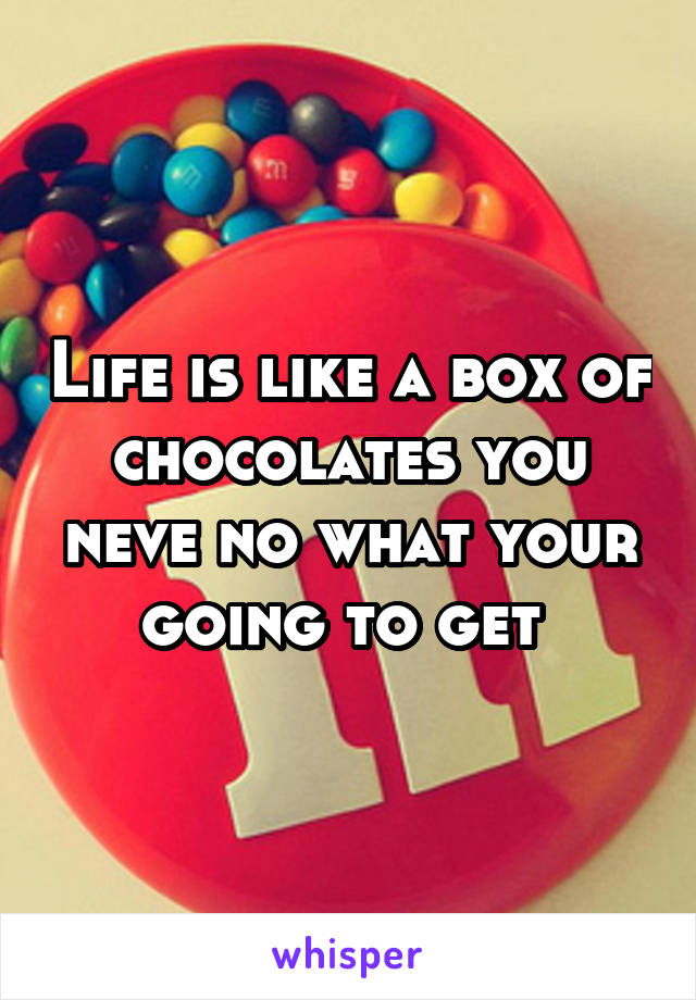 Life is like a box of chocolates you neve no what your going to get 