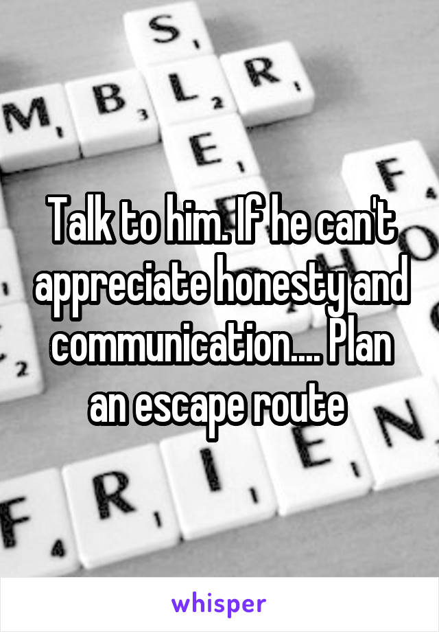 Talk to him. If he can't appreciate honesty and communication.... Plan an escape route 