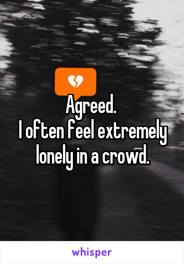Agreed. 
I often feel extremely lonely in a crowd.