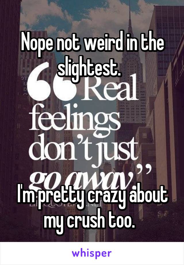 Nope not weird in the slightest.  




I'm pretty crazy about my crush too.  