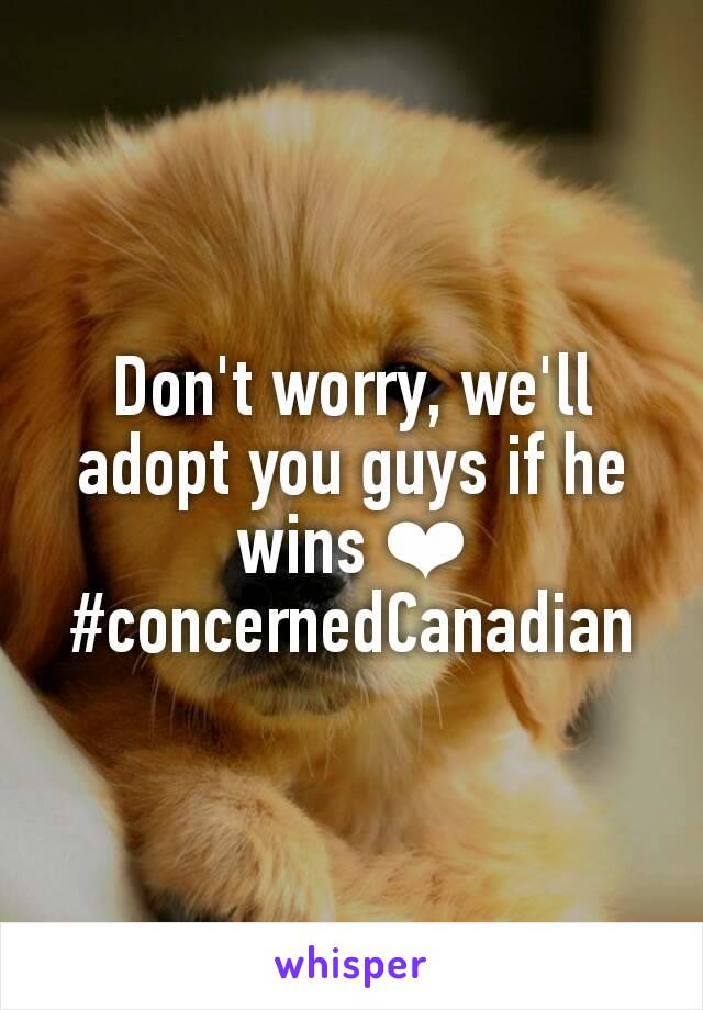 Don't worry, we'll adopt you guys if he wins ❤
#concernedCanadian