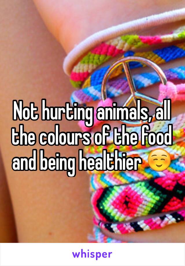 Not hurting animals, all the colours of the food and being healthier ☺️
