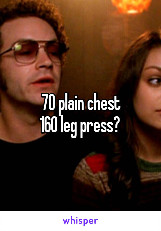 70 plain chest
160 leg press? 