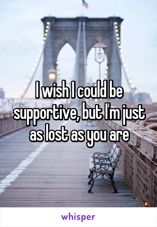 I wish I could be supportive, but I'm just as lost as you are