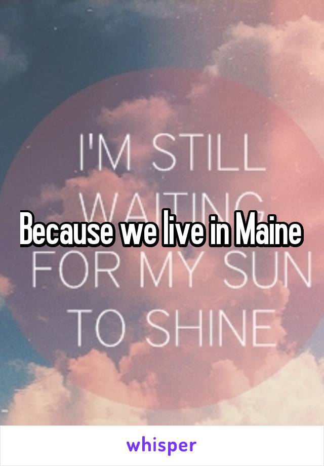 Because we live in Maine 