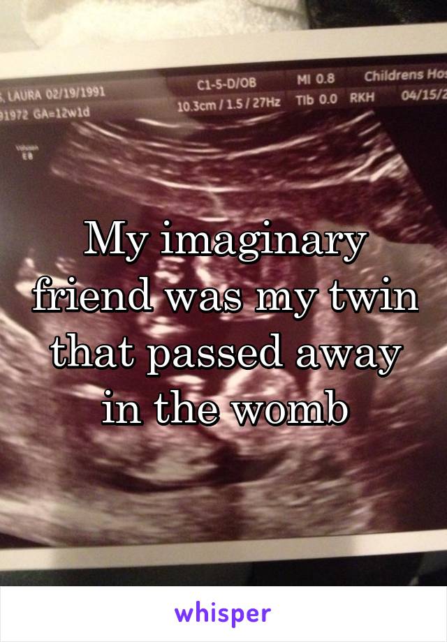 My imaginary friend was my twin that passed away in the womb