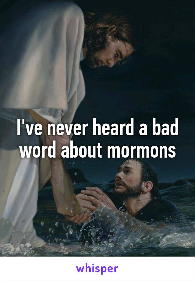 I've never heard a bad word about mormons