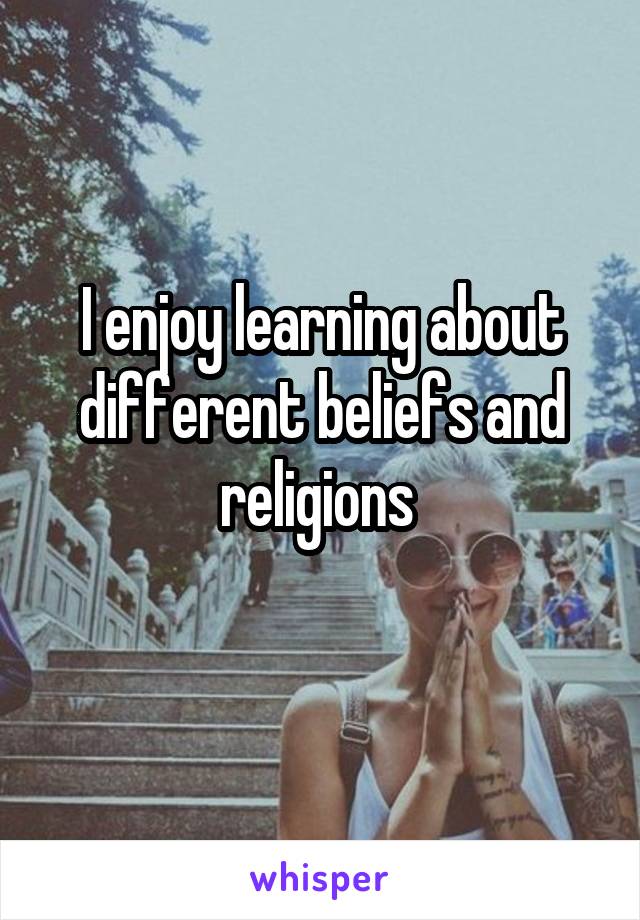 I enjoy learning about different beliefs and religions 
