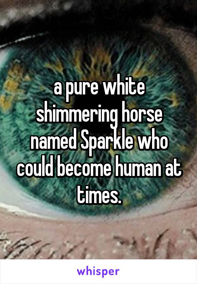 a pure white shimmering horse named Sparkle who could become human at times.