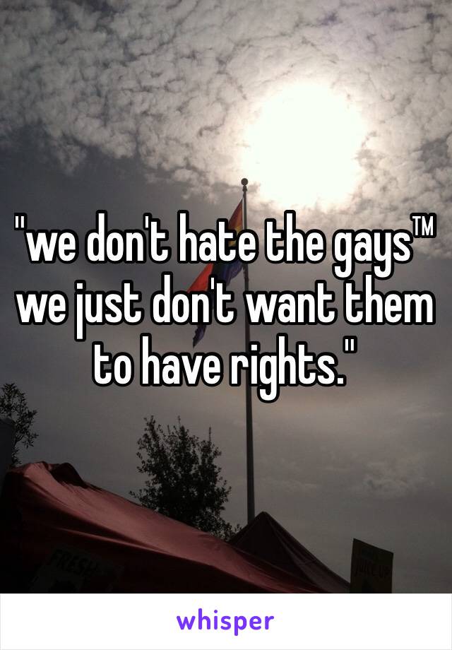 "we don't hate the gays™
we just don't want them to have rights." 