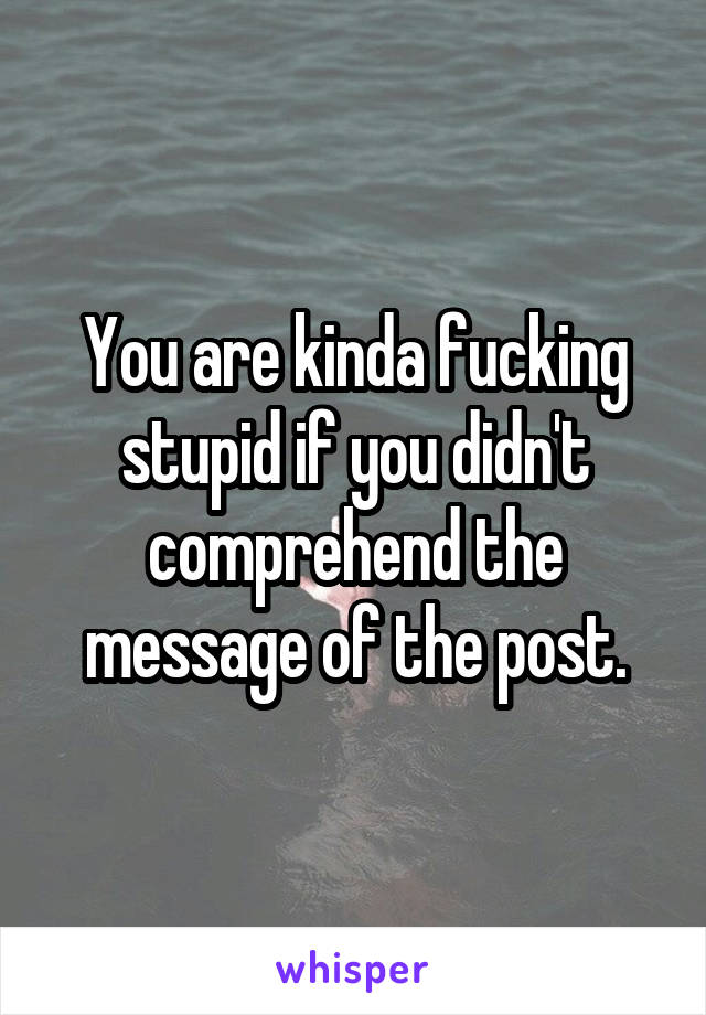 You are kinda fucking stupid if you didn't comprehend the message of the post.