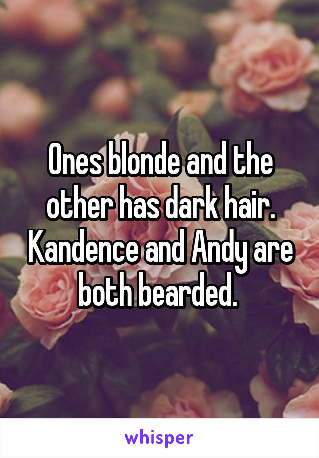 Ones blonde and the other has dark hair. Kandence and Andy are both bearded. 