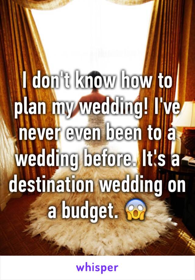 I don't know how to plan my wedding! I've never even been to a wedding before. It's a destination wedding on a budget. 😱