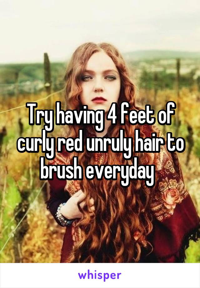 Try having 4 feet of curly red unruly hair to brush everyday  