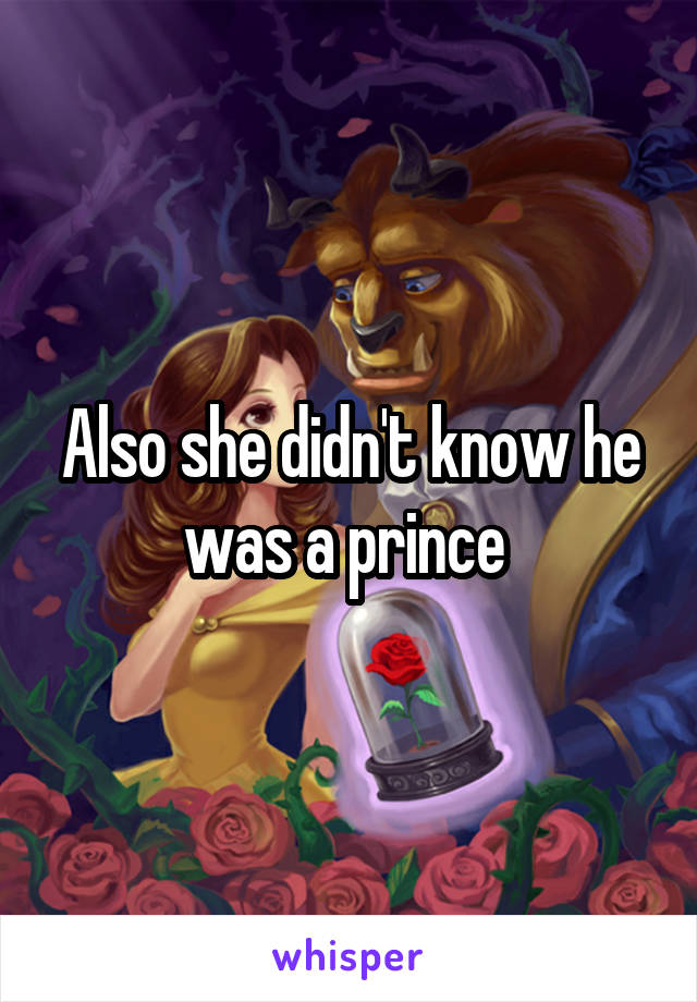 Also she didn't know he was a prince 