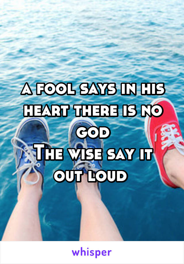 a fool says in his heart there is no god
The wise say it out loud 
