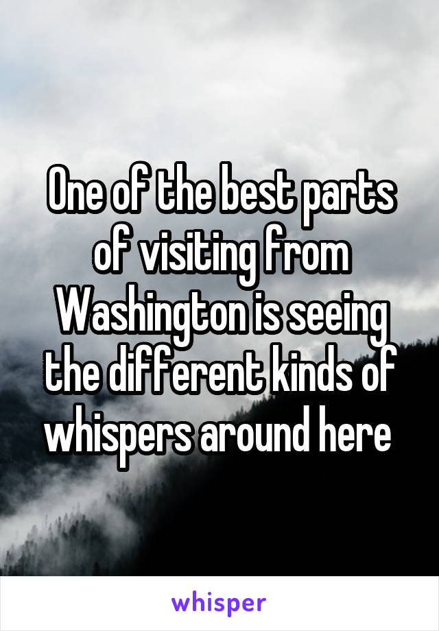 One of the best parts of visiting from Washington is seeing the different kinds of whispers around here 