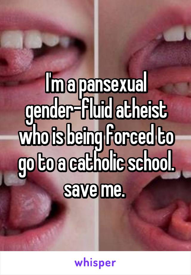 I'm a pansexual gender-fluid atheist who is being forced to go to a catholic school. save me. 