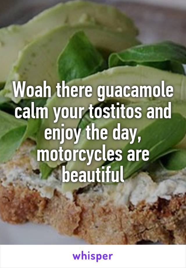 Woah there guacamole calm your tostitos and enjoy the day, motorcycles are beautiful