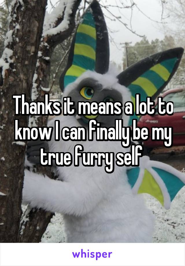 Thanks it means a lot to know I can finally be my true furry self 