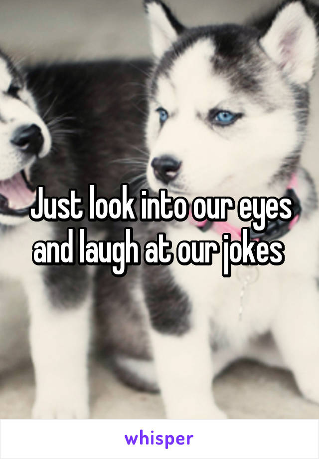 Just look into our eyes and laugh at our jokes 