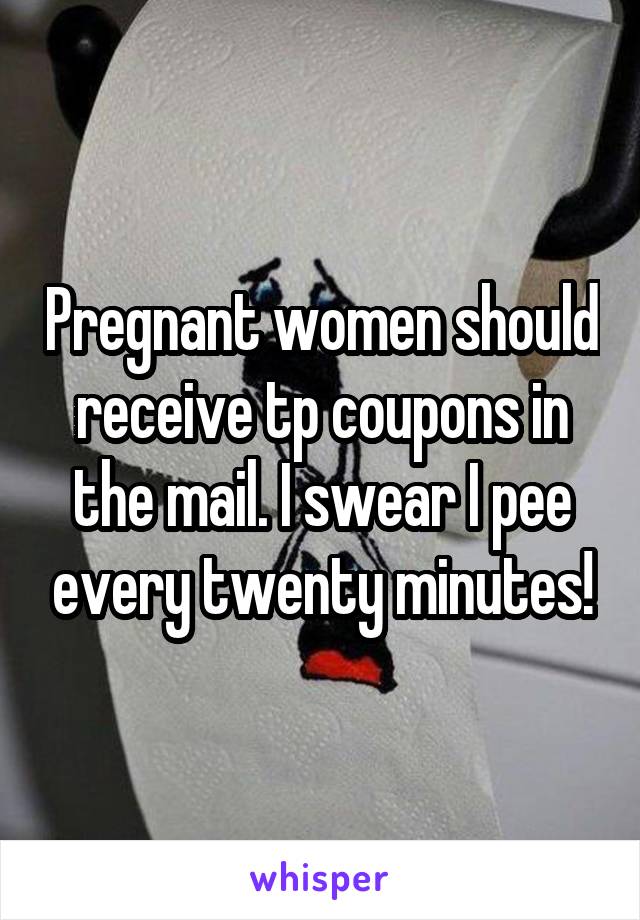Pregnant women should receive tp coupons in the mail. I swear I pee every twenty minutes!