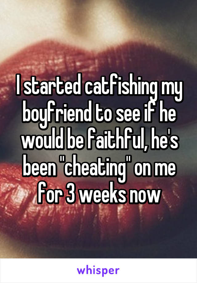 I started catfishing my boyfriend to see if he would be faithful, he's been "cheating" on me for 3 weeks now