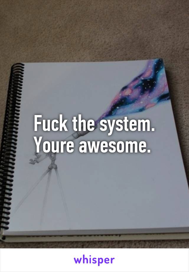 Fuck the system. Youre awesome. 