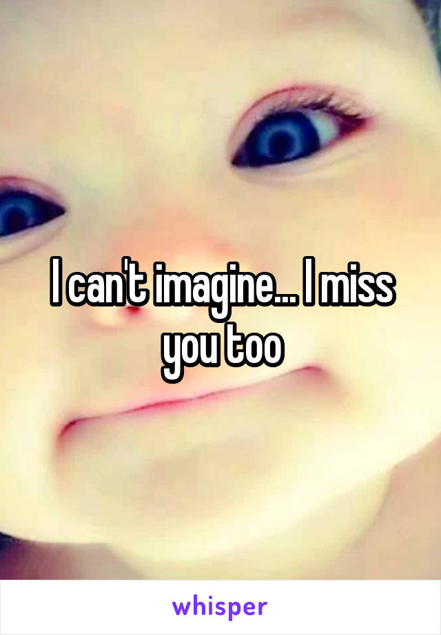 I can't imagine... I miss you too