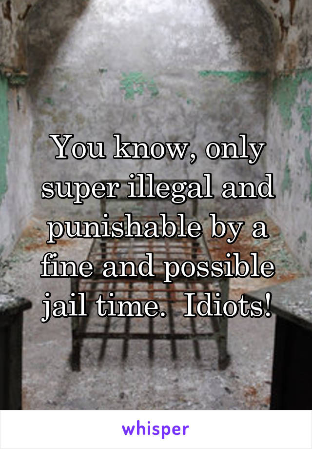 You know, only super illegal and punishable by a fine and possible jail time.  Idiots!