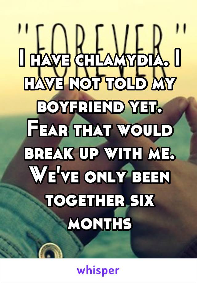 I have chlamydia. I have not told my boyfriend yet. Fear that would break up with me. We've only been together six months