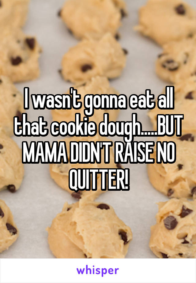 I wasn't gonna eat all that cookie dough.....BUT MAMA DIDN'T RAISE NO QUITTER!