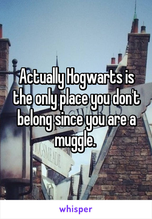 Actually Hogwarts is the only place you don't belong since you are a muggle. 