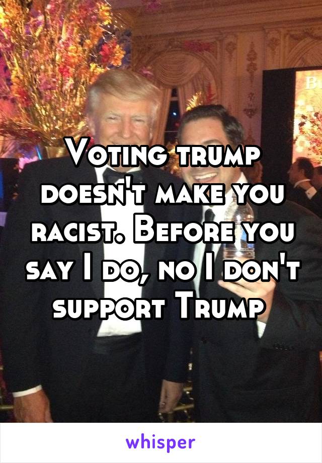 Voting trump doesn't make you racist. Before you say I do, no I don't support Trump 