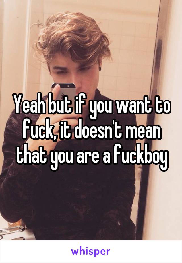 Yeah but if you want to fuck, it doesn't mean that you are a fuckboy