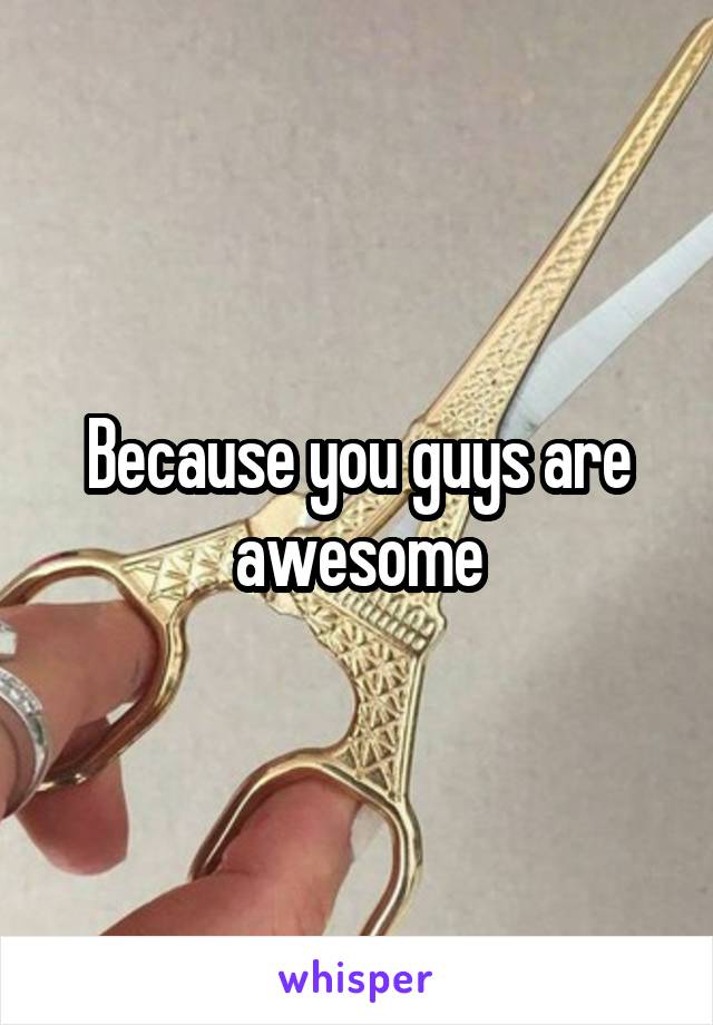 Because you guys are awesome