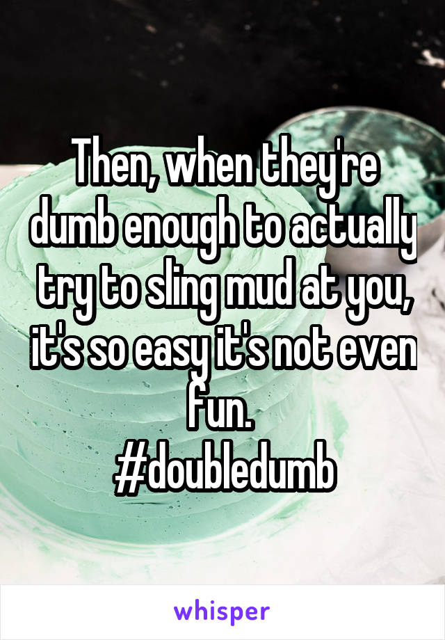 Then, when they're dumb enough to actually try to sling mud at you, it's so easy it's not even fun. 
#doubledumb