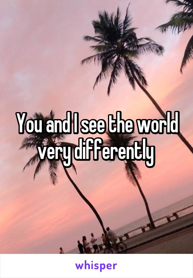 You and I see the world very differently 