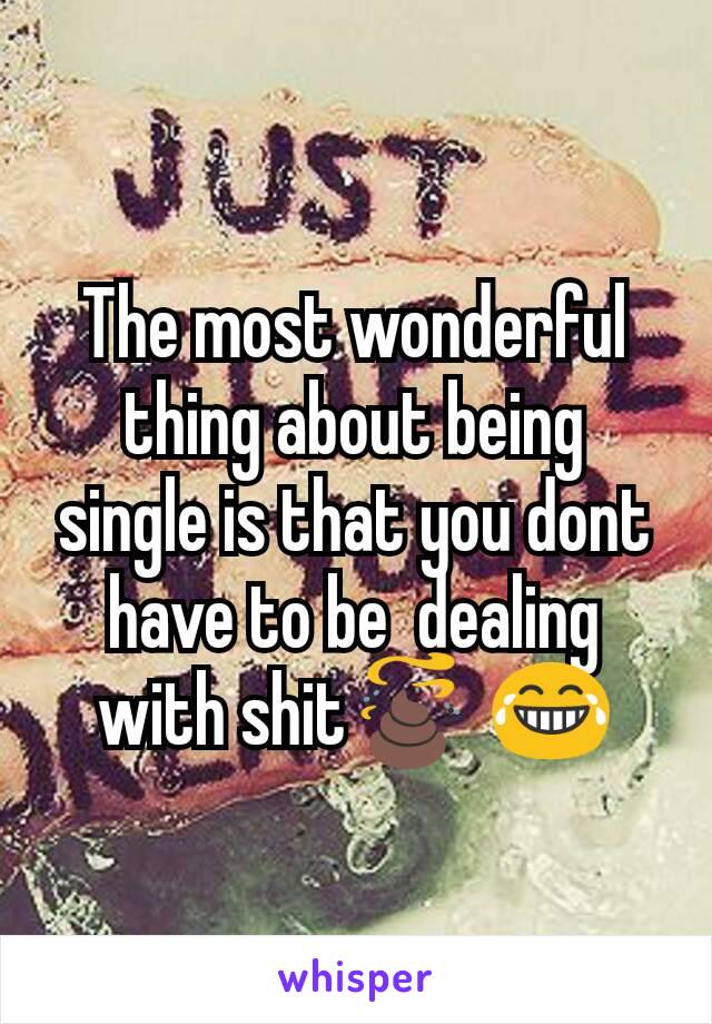 The most wonderful thing about being single is that you dont have to be  dealing with shit💩 😂
