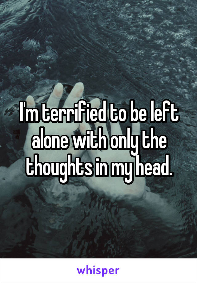 I'm terrified to be left alone with only the thoughts in my head.