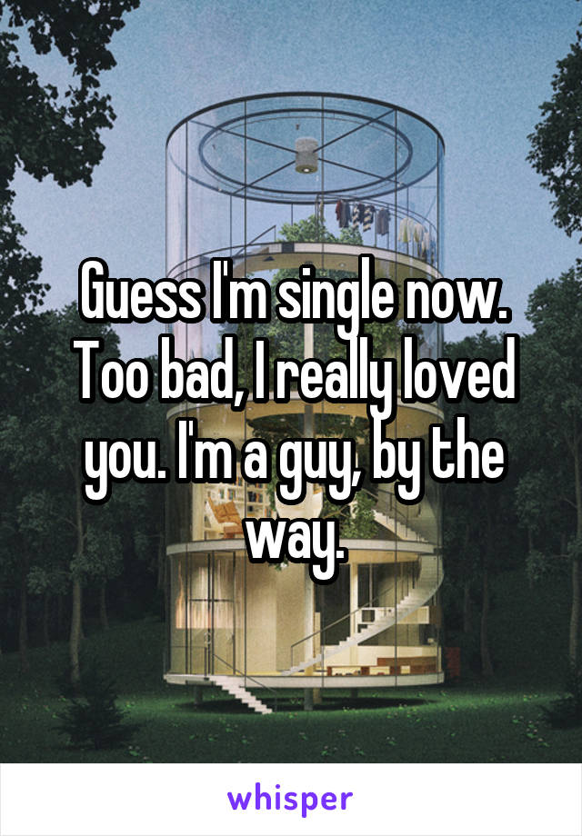 Guess I'm single now. Too bad, I really loved you. I'm a guy, by the way.