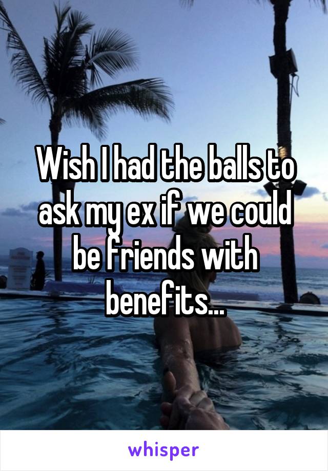 Wish I had the balls to ask my ex if we could be friends with benefits...