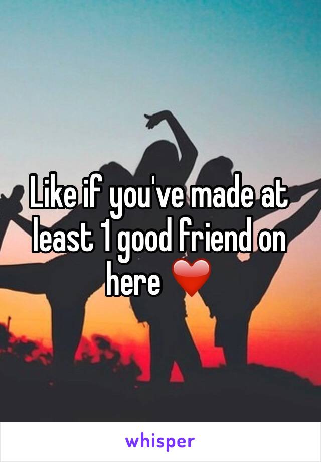 Like if you've made at least 1 good friend on here ❤️