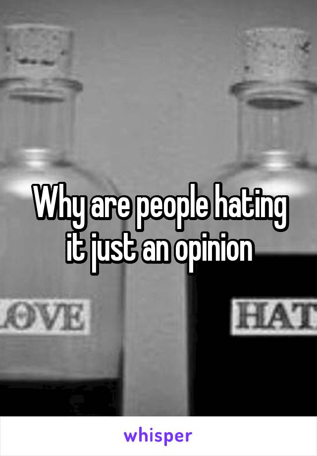 Why are people hating it just an opinion