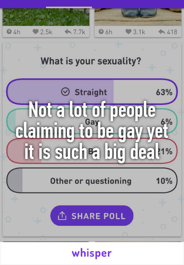 Not a lot of people claiming to be gay yet it is such a big deal