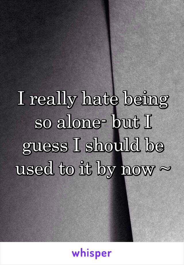 I really hate being so alone- but I guess I should be used to it by now ~